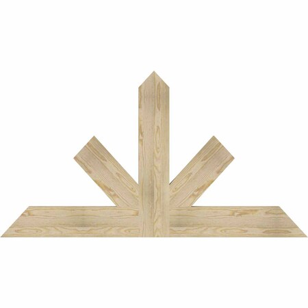 Ekena Millwork Saratoga Rough Sawn Timber Gable Bracket, Douglas Fir, 60"W x 32"H x 2"D x 6"F, 13/12 Pitch GBW060X32X0206SAR00RDF
